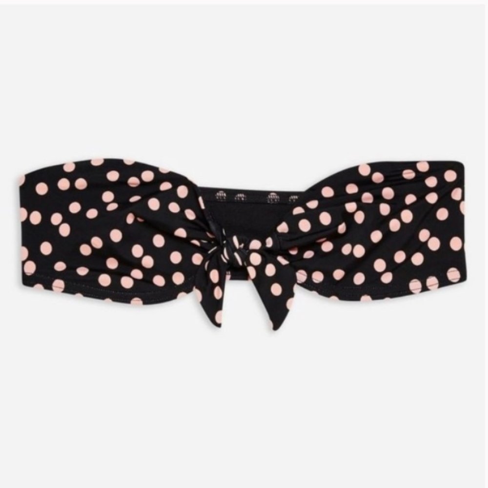 Topshop Tie Front Polka Dot Bikini Halter Top